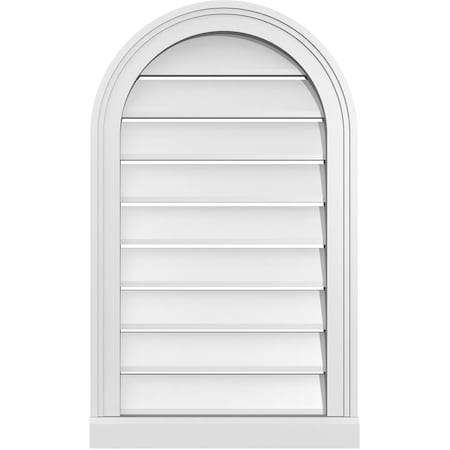 Ekena Millwork Round Top Surface Mount PVC Gable Vent: Functional, w/ 2"W x 2"P Brickmould Sill Frame, 18"W x 30"H GVPRT18X3003SF